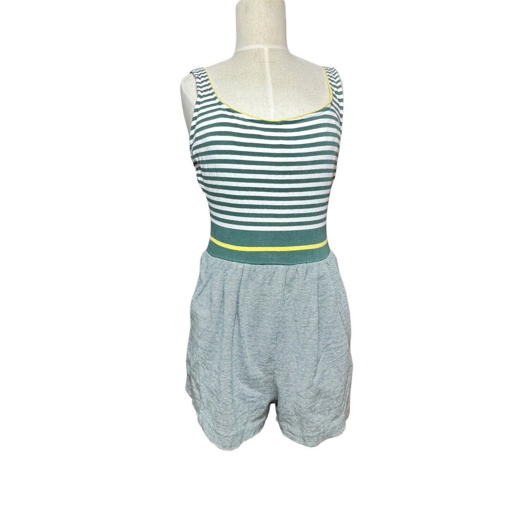 VTG 90s Sporting Life Romper Women's Sz M Green Striped Fully Lined USA Retro